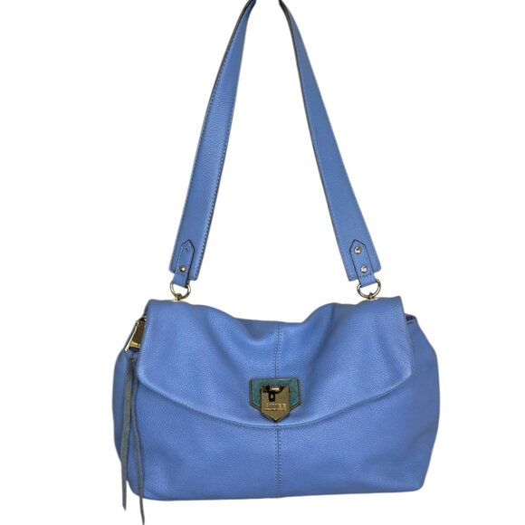 Aimee Kestenberg Handbags - Aimee Kestenberg Genuine Leather Shoulder Bag, Blue, Gold, Handbag